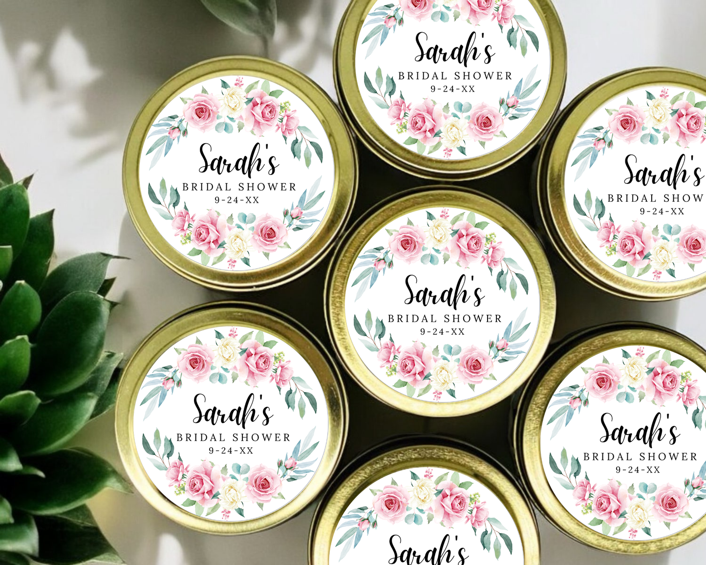 Pink Floral Bridal Shower - Wedding Soy Wax Candle - Set of 1