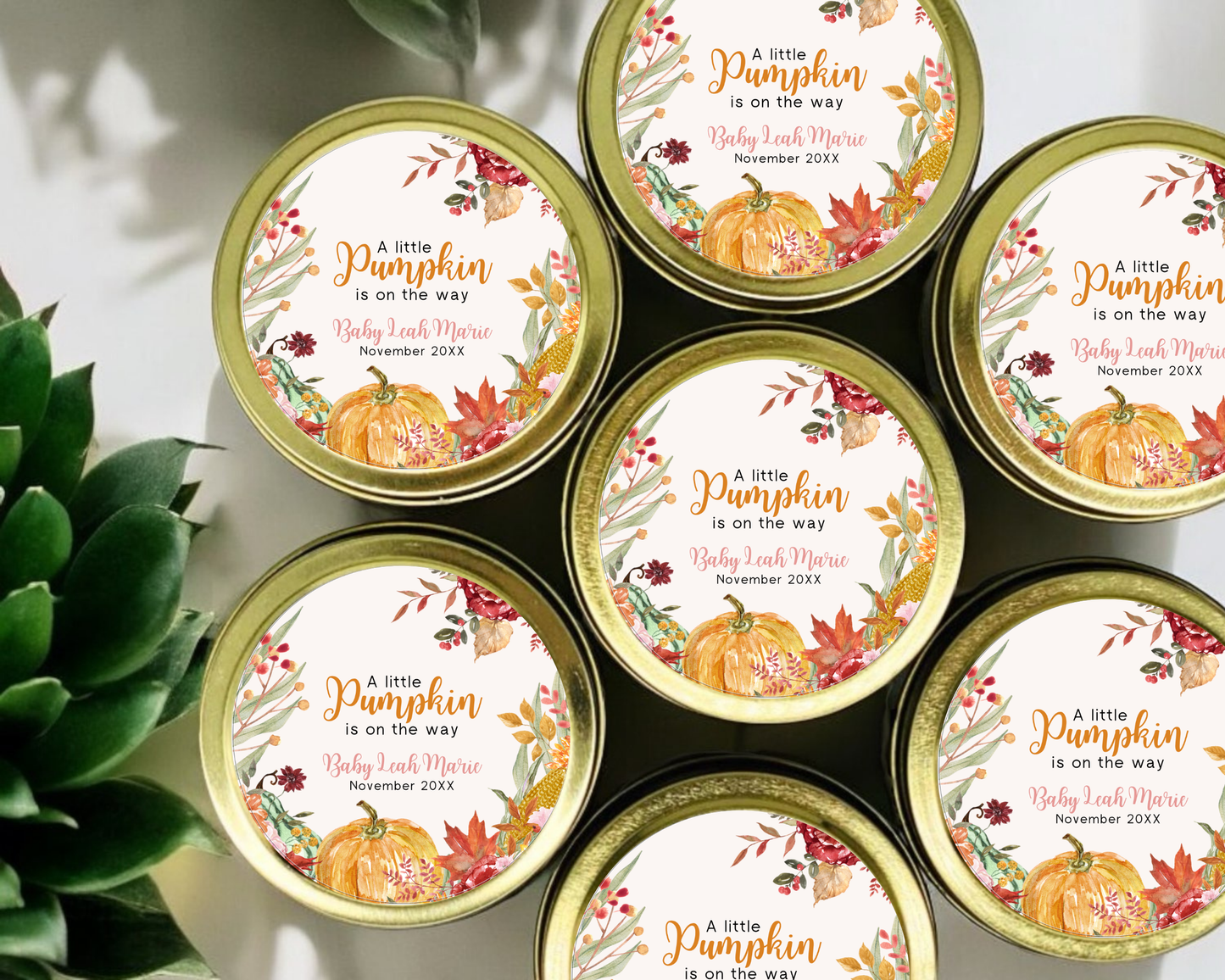 Fall Pumpkin - Baby Shower Soy Wax Candle - Set of 1