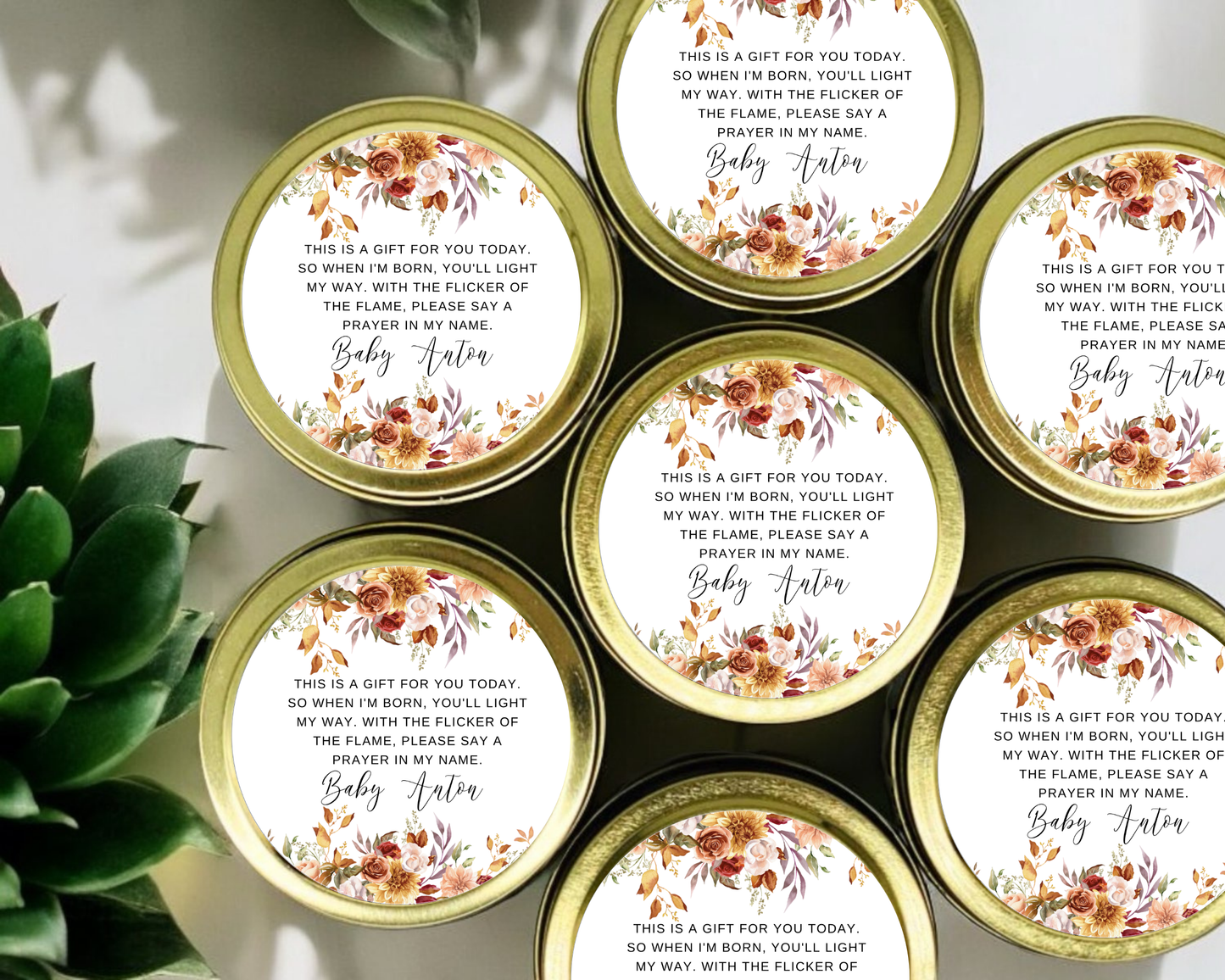 Fall Floral - Prayer Baby Shower Soy Wax Candle - Set of 1