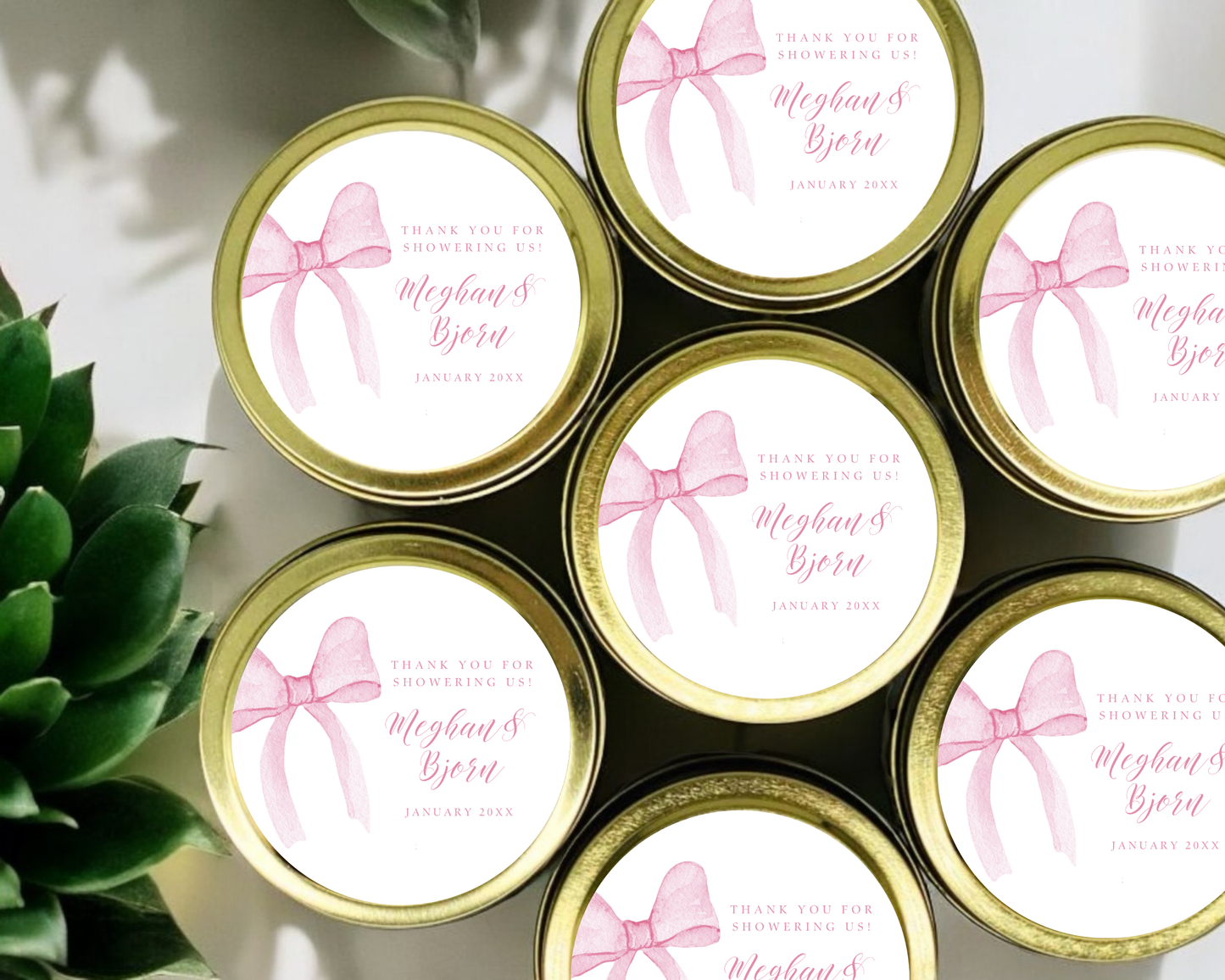 Pink Bow - Baby Shower Soy Wax Candle - Set of 1