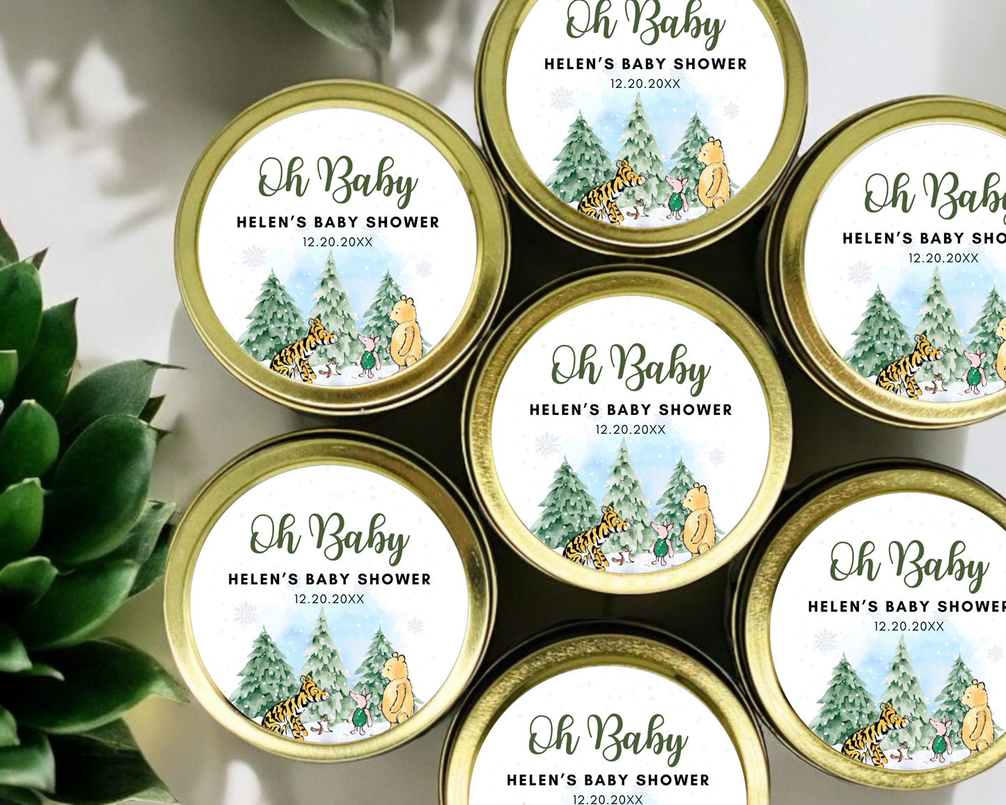 Winter Classic Winnie the Pooh - Baby Shower Soy Wax Candle - Set of 1