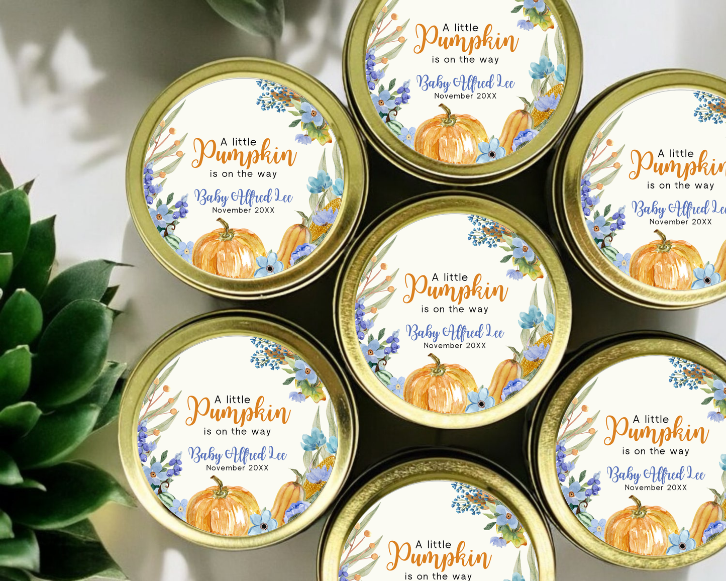 Boy A Little Pumpkin - Baby Shower Soy Wax Candle - Set of 1
