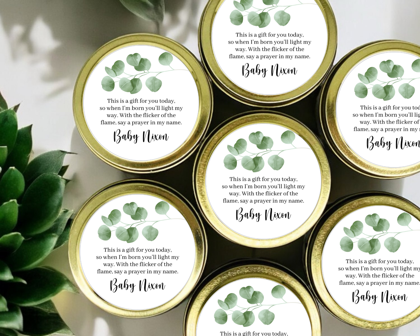 Greenery - Prayer Baby Shower Soy Wax Candle - Set of 1