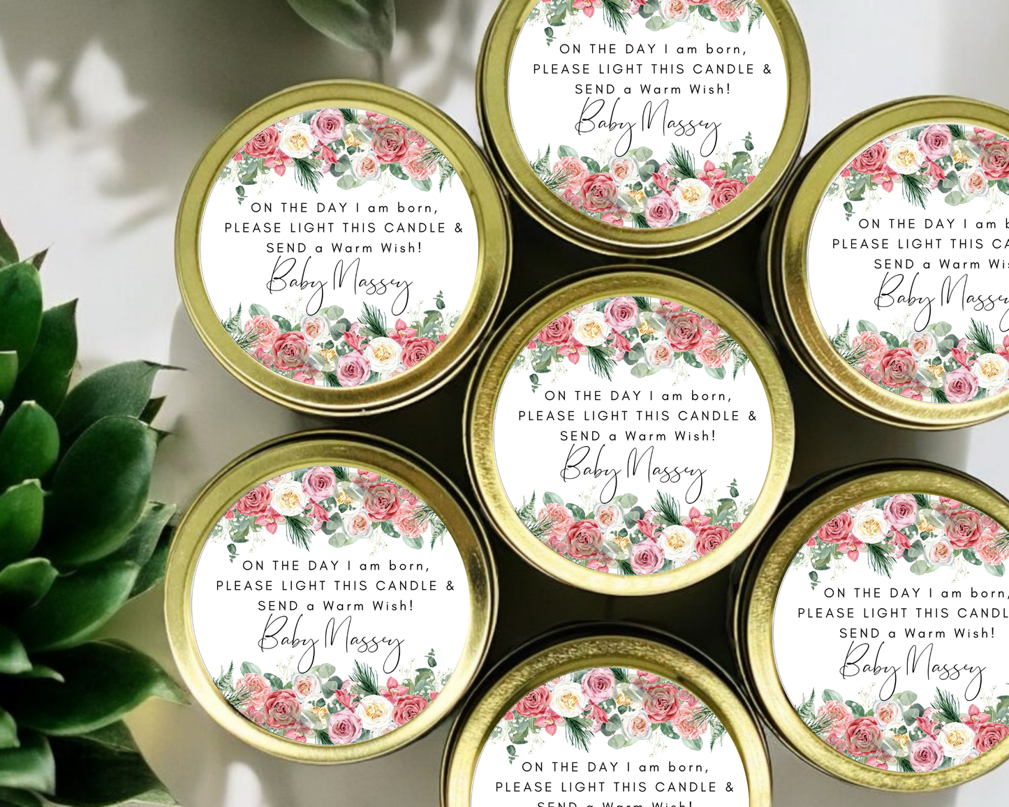 Pink Roses - Prayer Baby Shower Soy Wax Candle - Set of 1