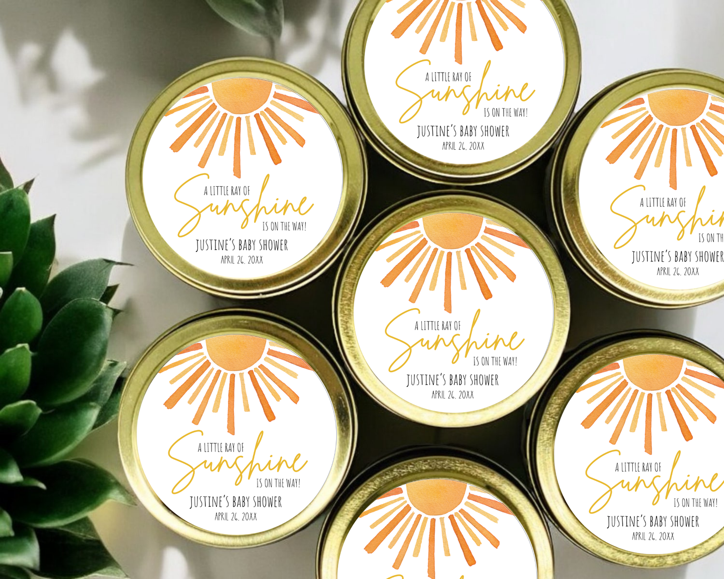 A Little Ray of Sunshine - Baby Shower Soy Wax Candle - Set of 1