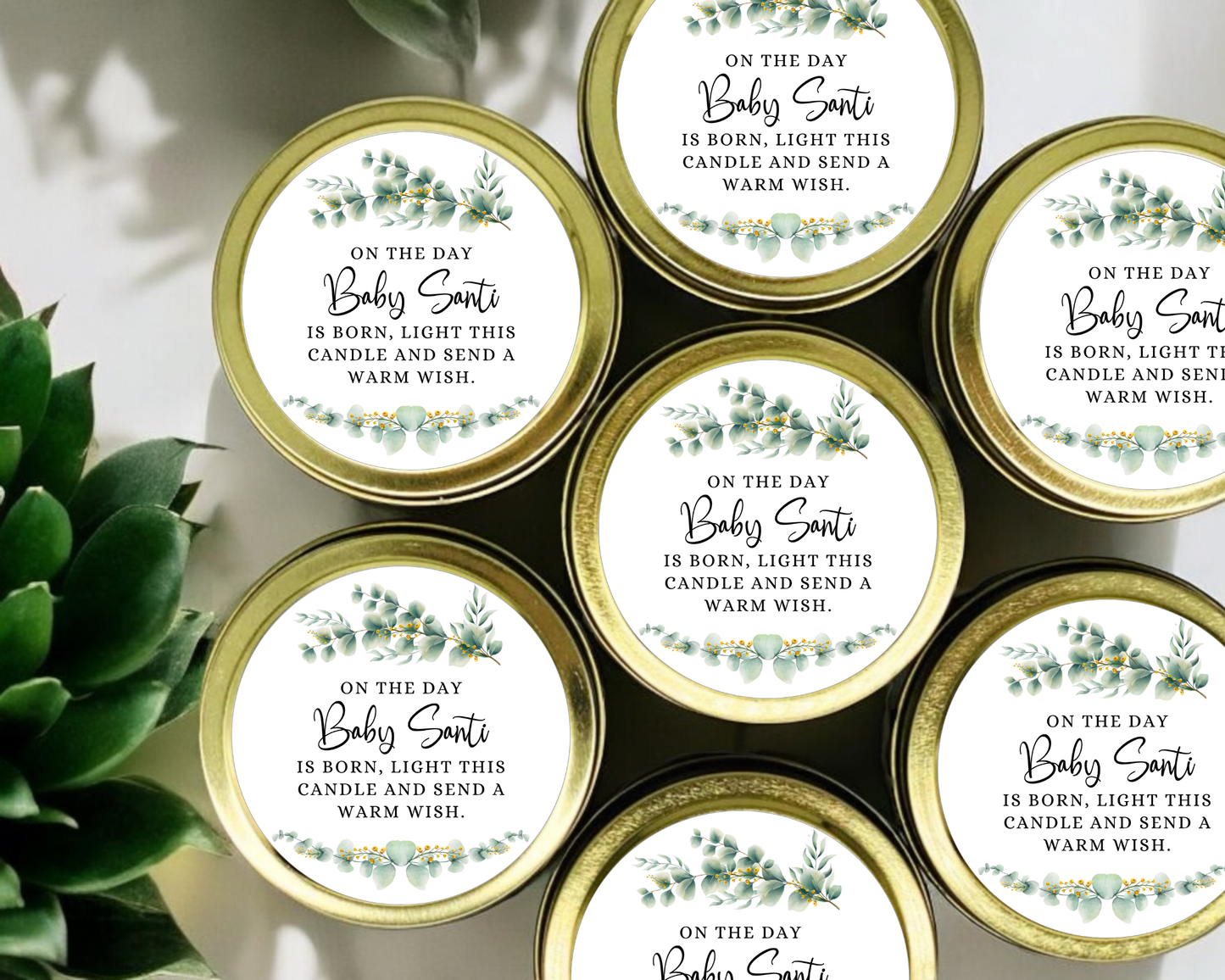 Greenery - Prayer Baby Shower Soy Wax Candle - Set of 1