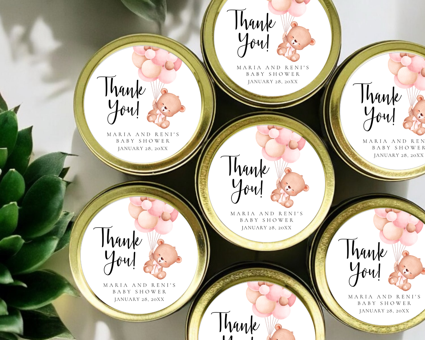 Pink Teddy Bear - Baby Shower Soy Wax Candle - Set of 1