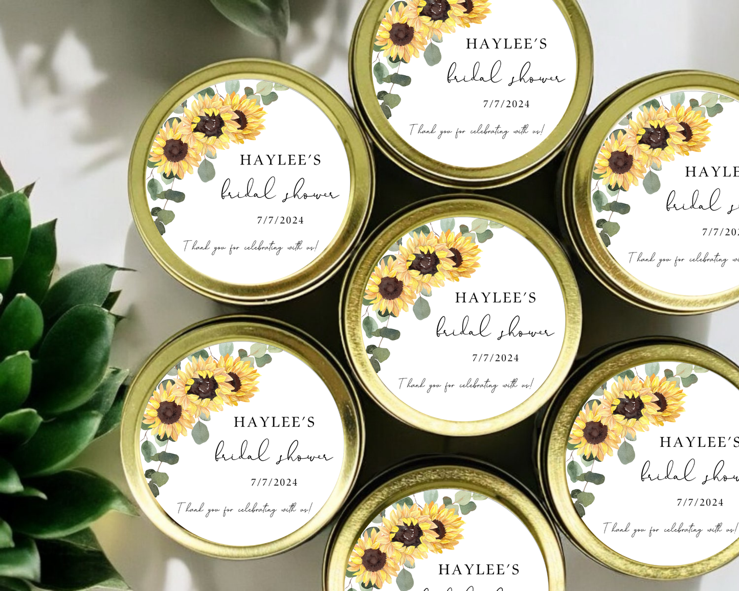 Sunflower Bridal Shower - Wedding Soy Wax Candle - Set of 1