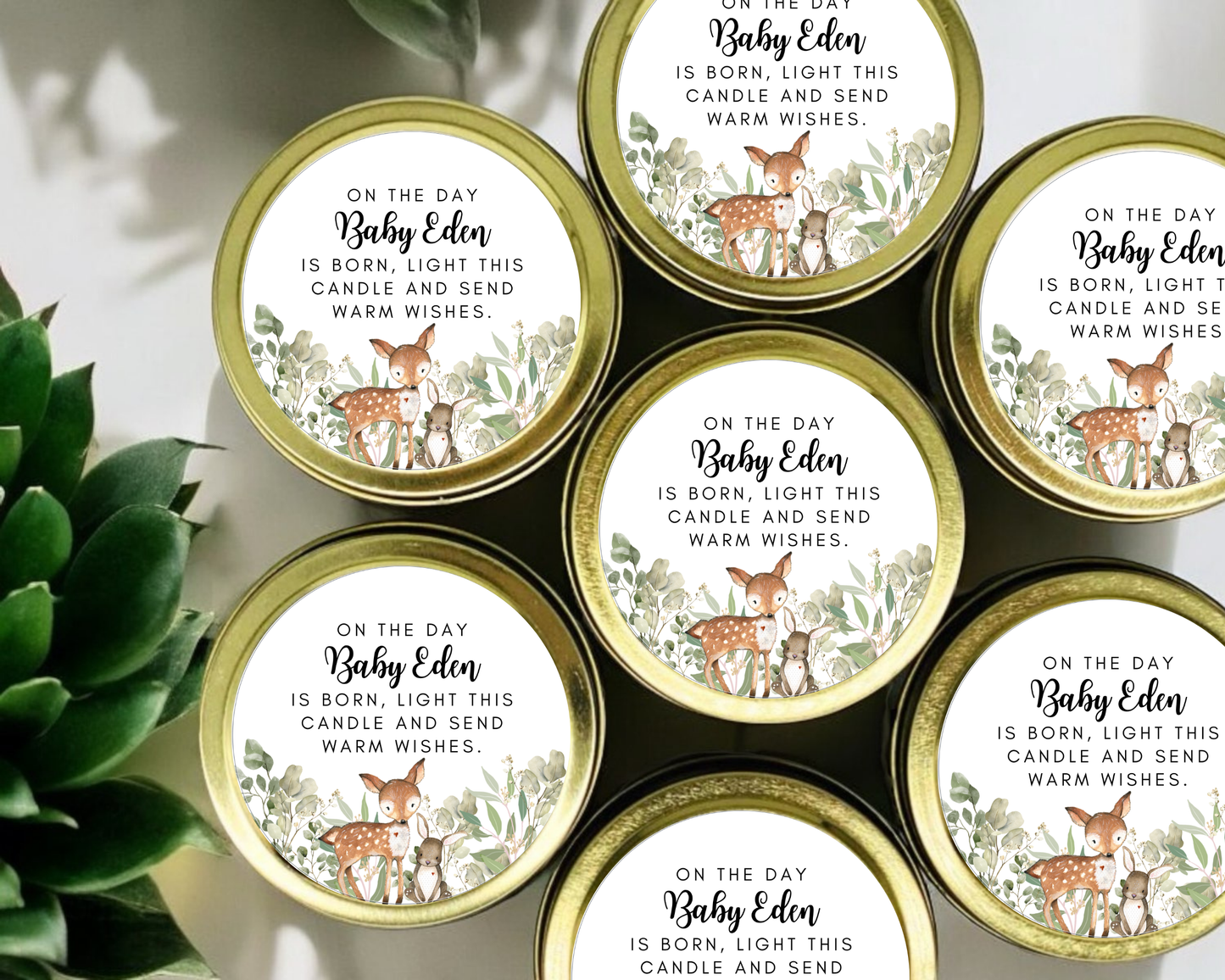 Woodland Fawn - Prayer Baby Shower Soy Wax Candle - Set of 1