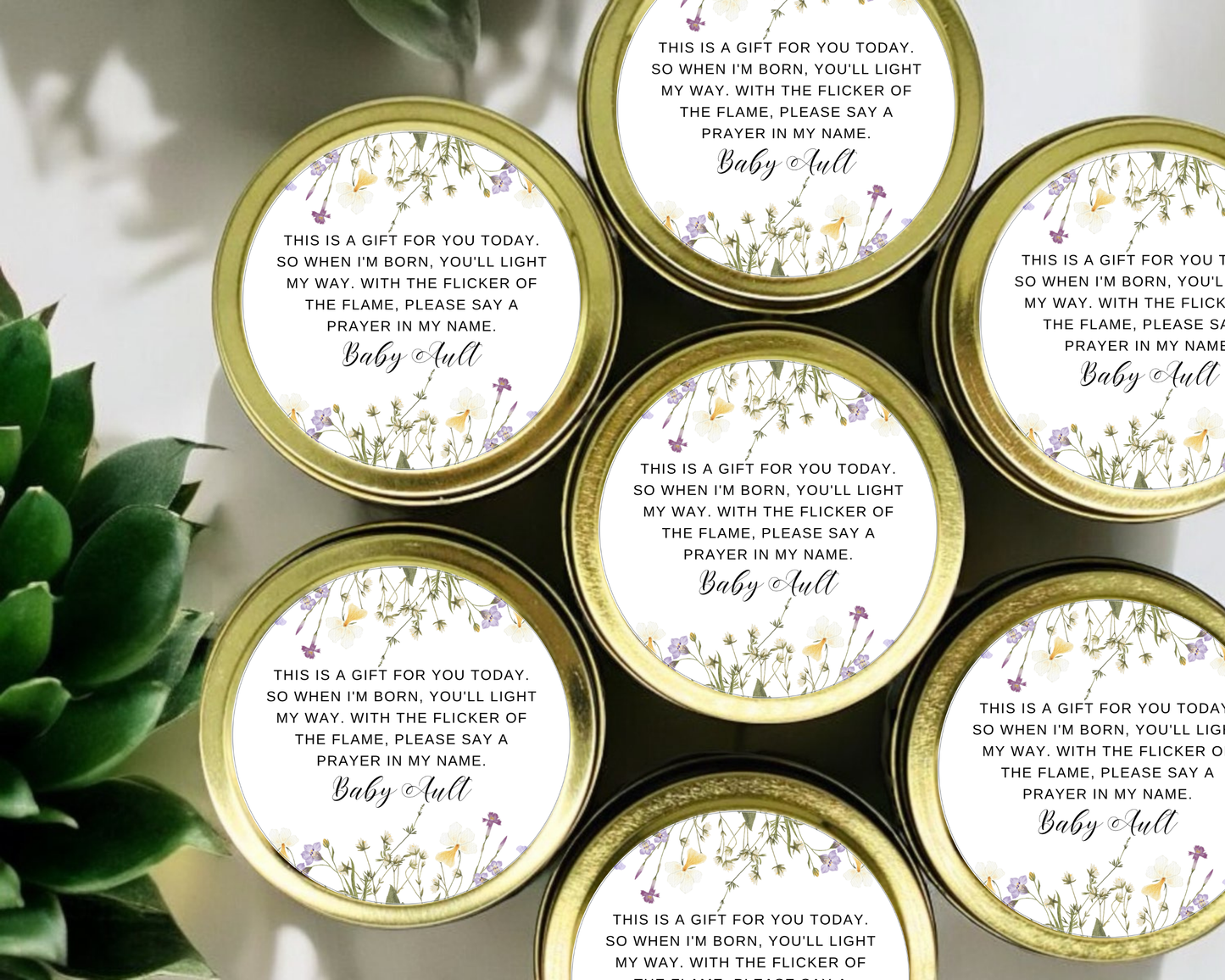 Wildflowers - Prayer Baby Shower Soy Wax Candle - Set of 1
