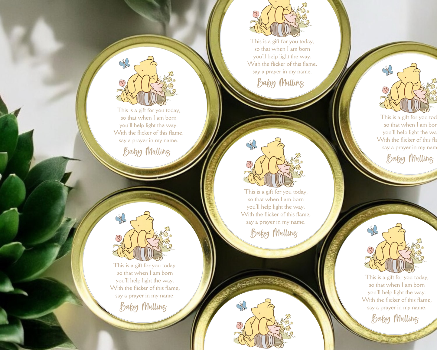 Classic Pooh - Prayer Baby Shower Soy Wax Candle - Set of 1