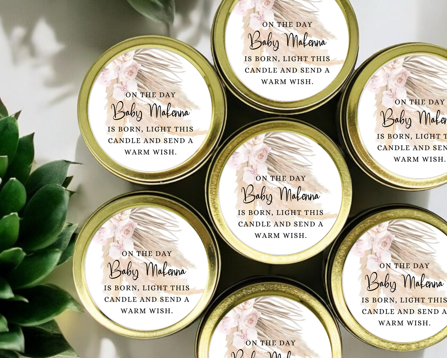 Boho Floral - Prayer Baby Shower Soy Wax Candle - Set of 1
