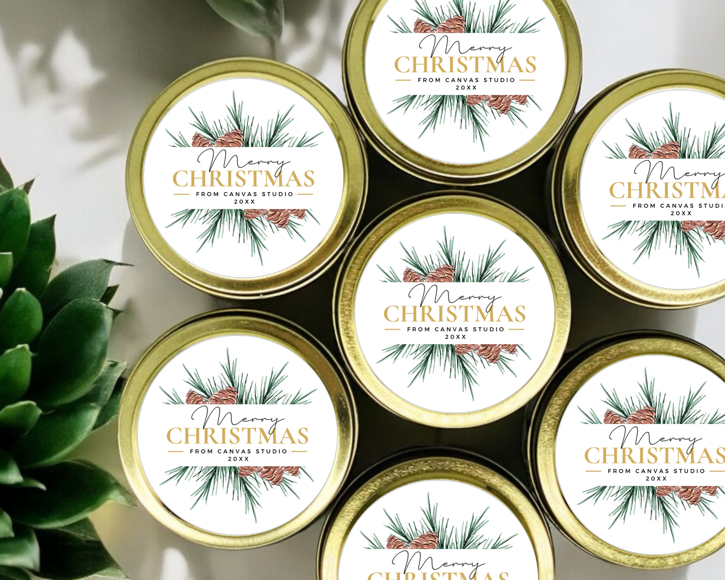 Greenery Christmas - Holiday Christmas Soy Wax Candle - Set of 1
