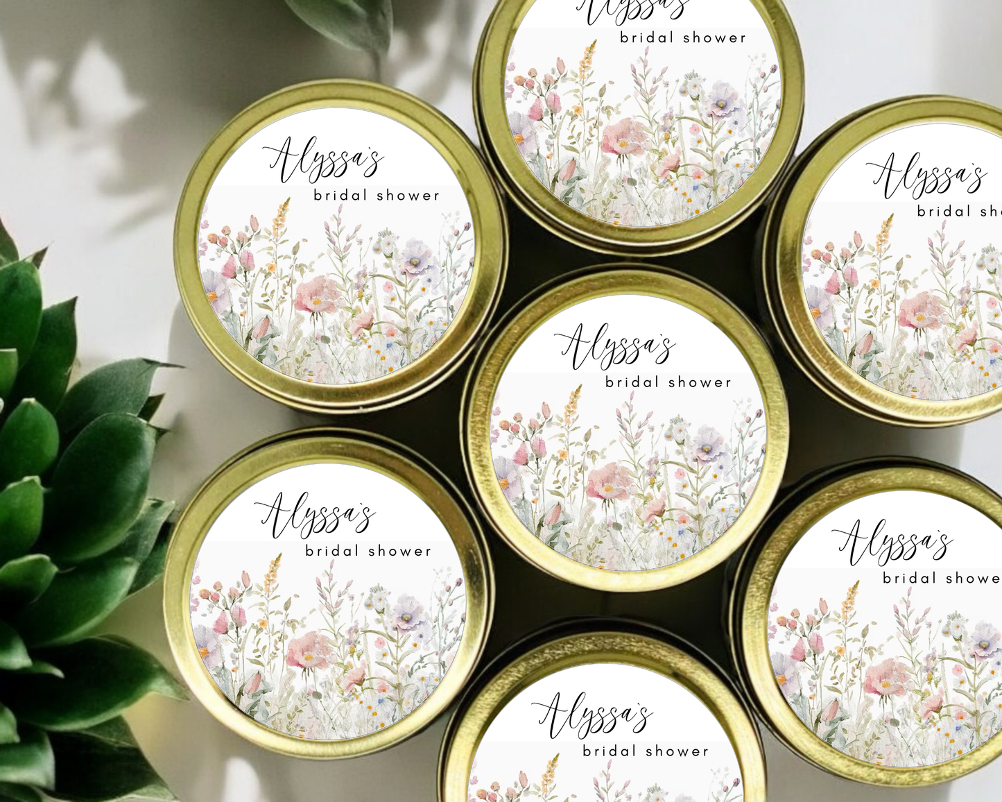 Wildflower Bridal Shower - Wedding Soy Wax Candle - Set of 1