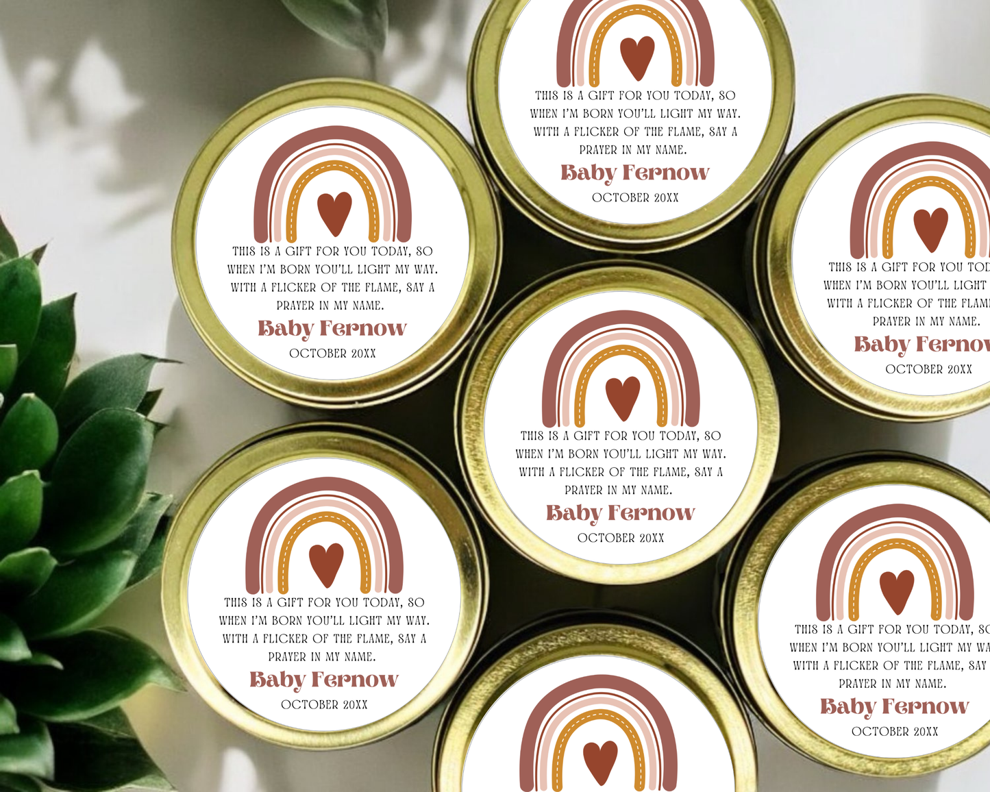 Boho Rainbow - Prayer Baby Shower Soy Wax Candle - Set of 1