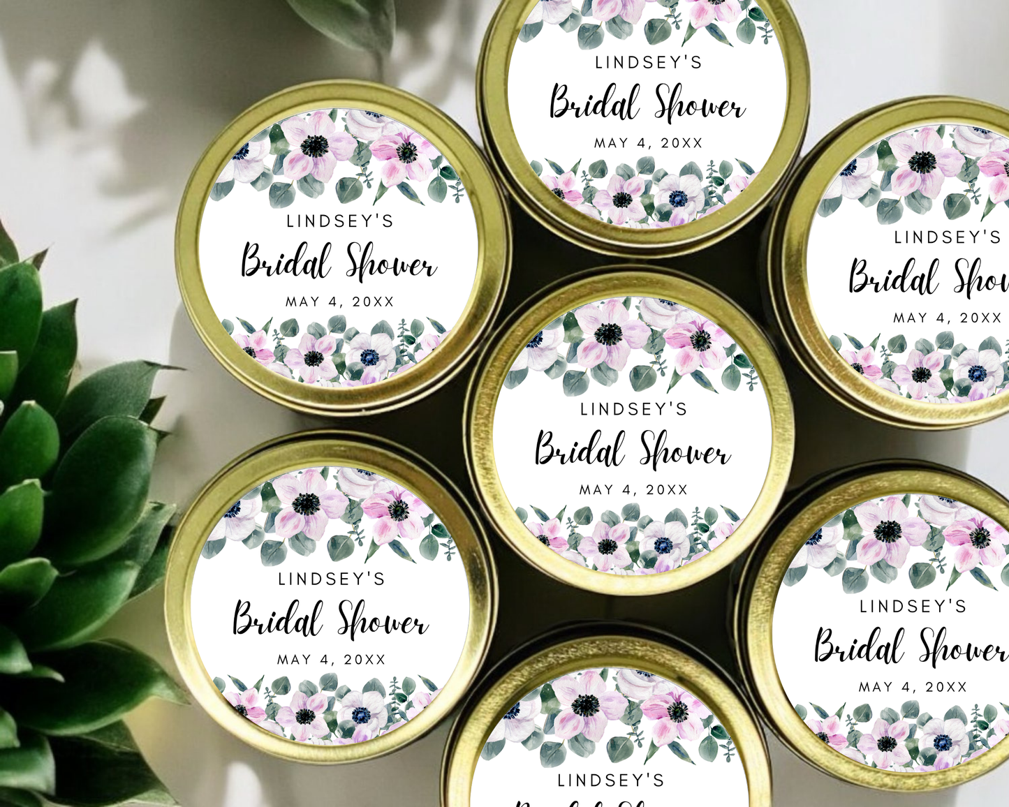 Purple Floral - Wedding Soy Wax Candle - Set of 1