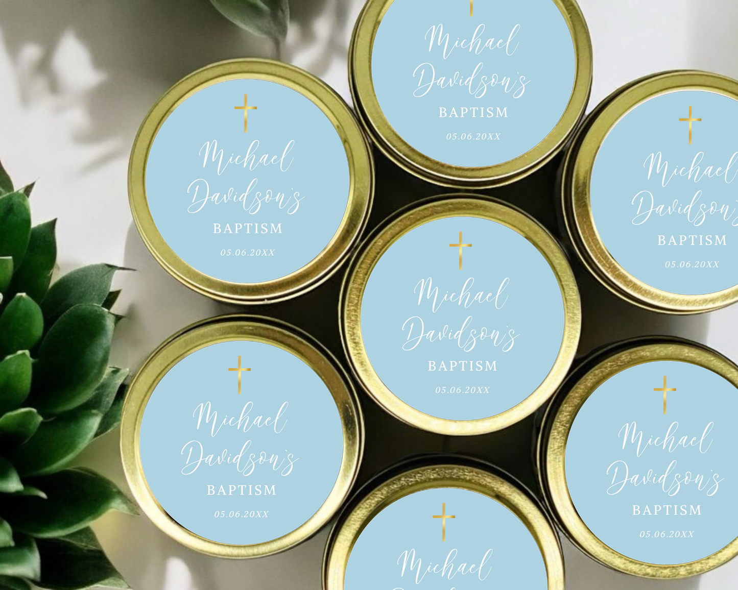 Blue Boy Baptism - Soy Wax Candle - Set of 1