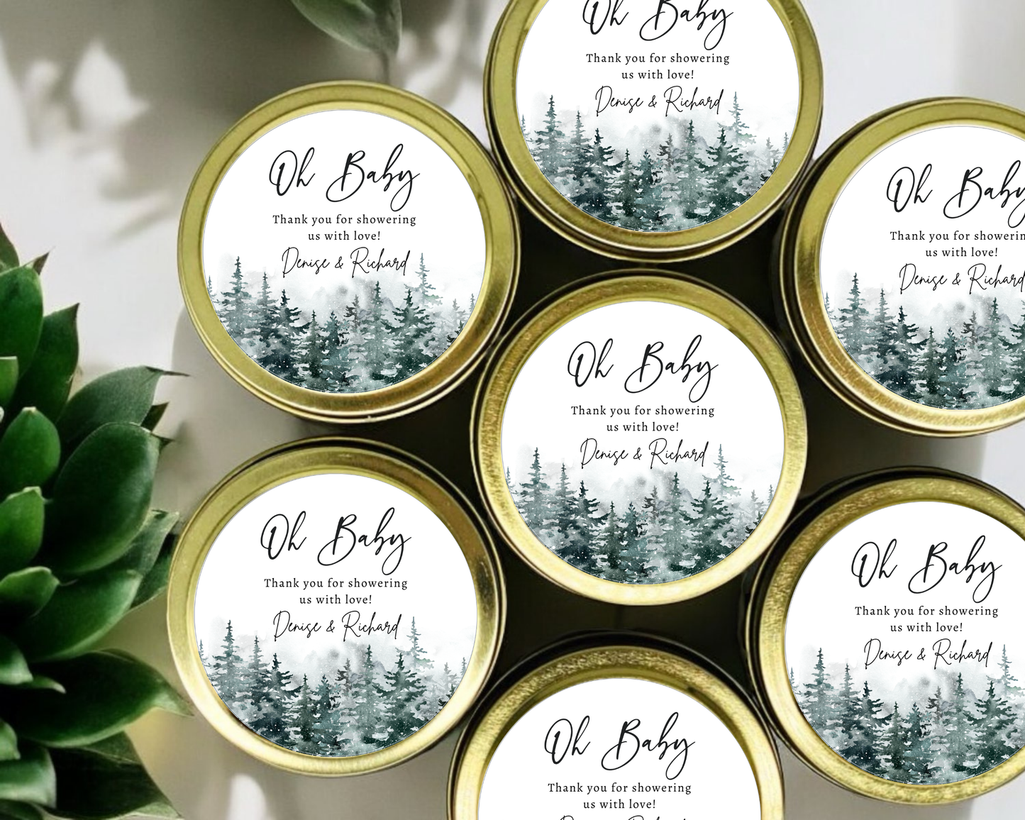Winter Greenery - Baby Shower Soy Wax Candle - Set of 1