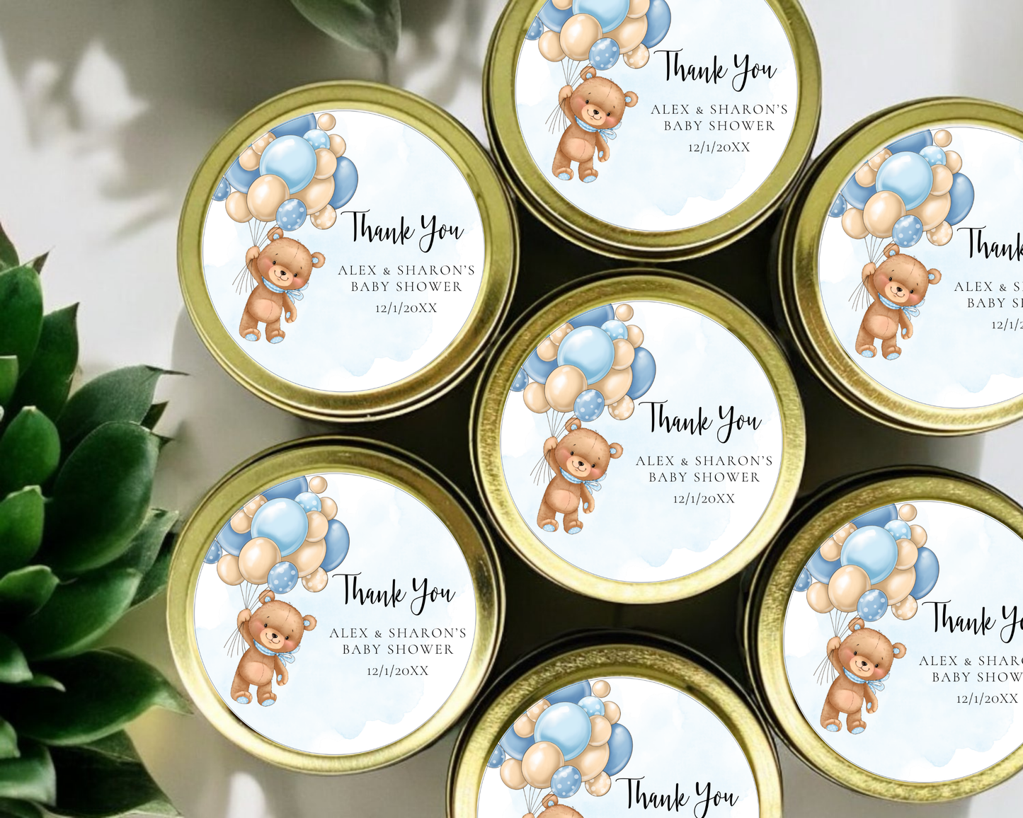 Blue Teddy Bear - Baby Shower Soy Wax Candle - Set of 1