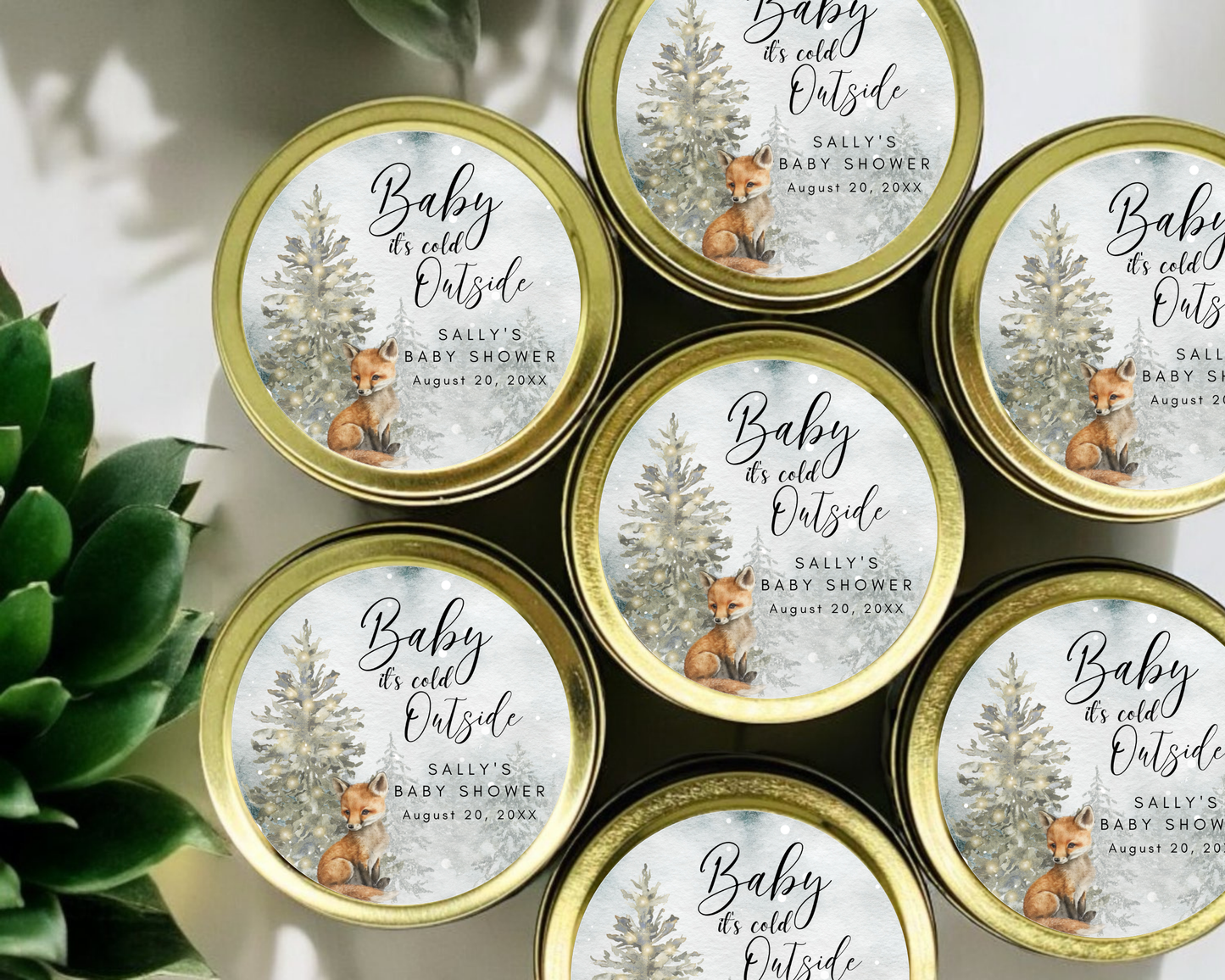 Woodland Baby it's Cold Outside - Baby Shower Soy Wax Candle - Set of 1