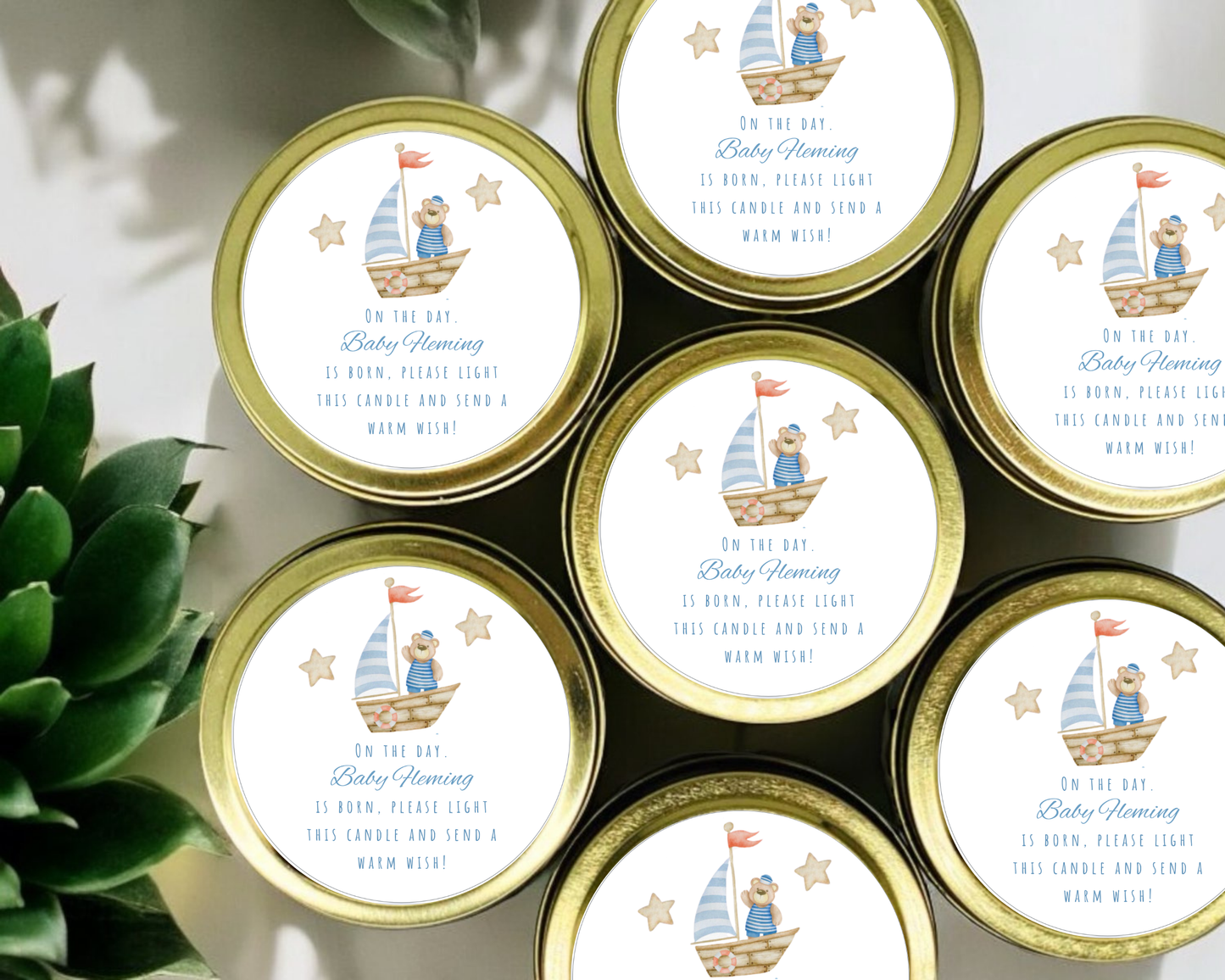 Teddy Boat Bear - Prayer Baby Shower Soy Wax Candle - Set of 1