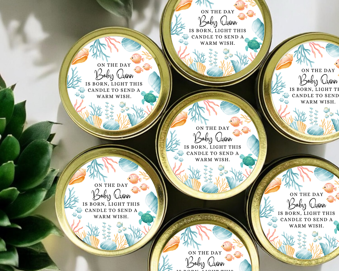 Under the Sea - Prayer Baby Shower Soy Wax Candle - Set of 1