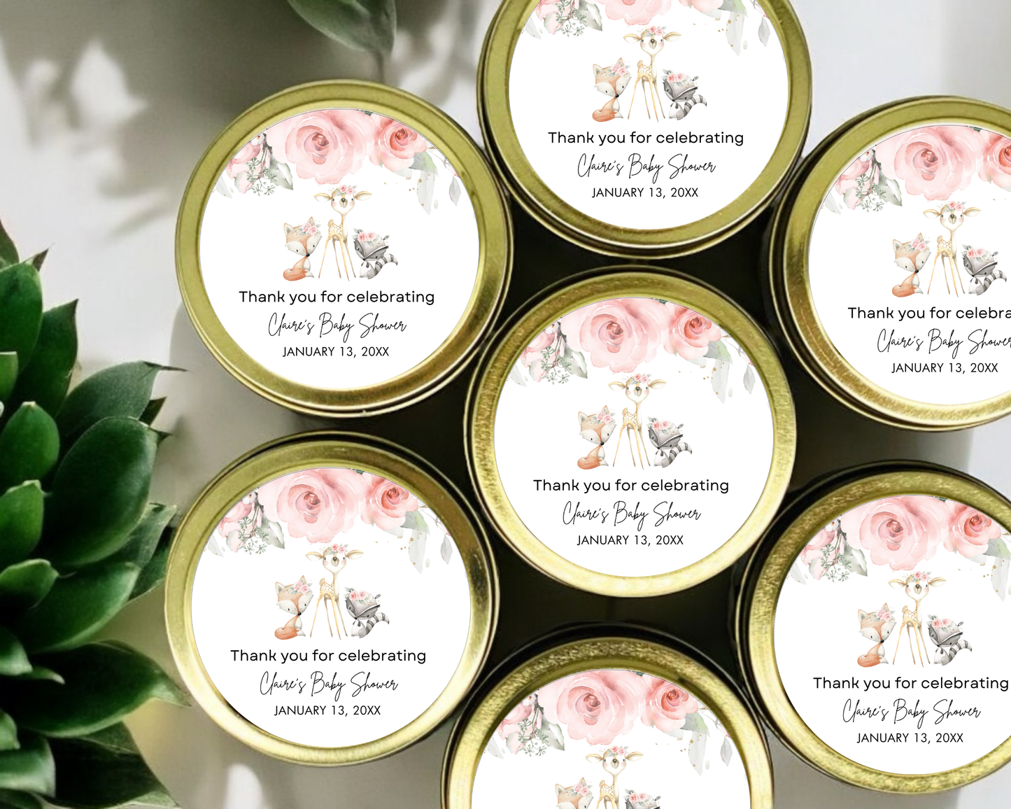 Boho Woodland Deer - Baby Shower Soy Wax Candle - Set of 1