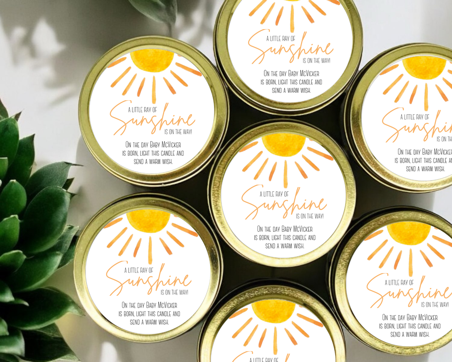 A Little Ray of Sunshine - Prayer Baby Shower Soy Wax Candle - Set of 1