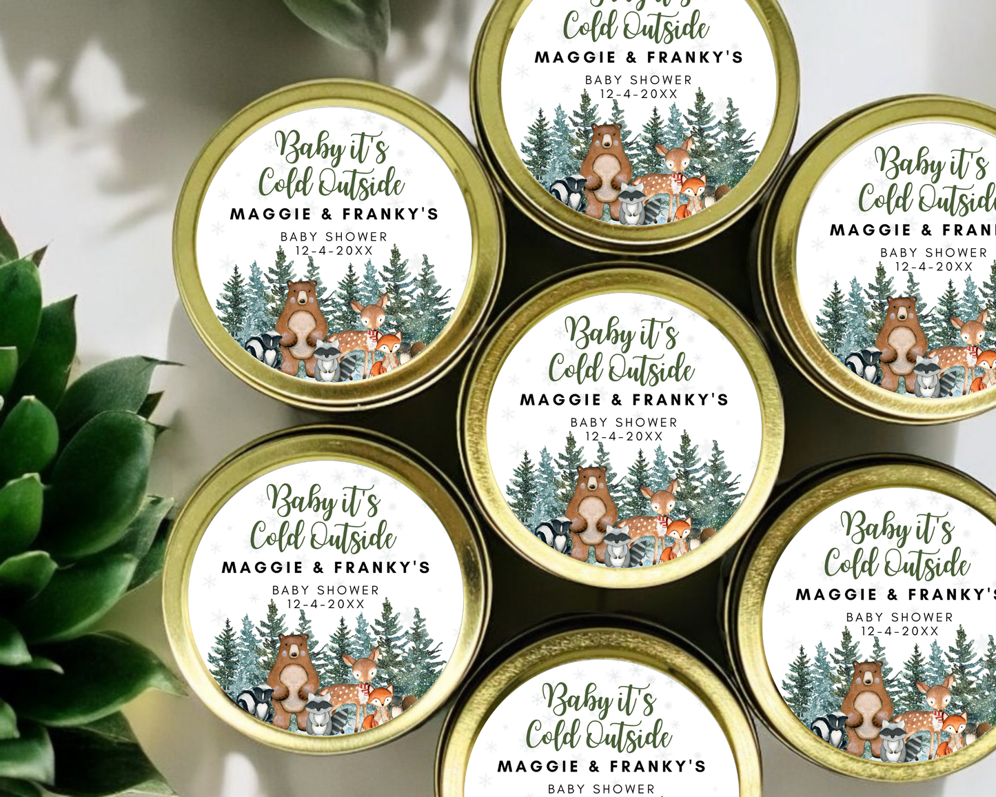 Winter Woodlands - Baby Shower Soy Wax Candle - Set of 1