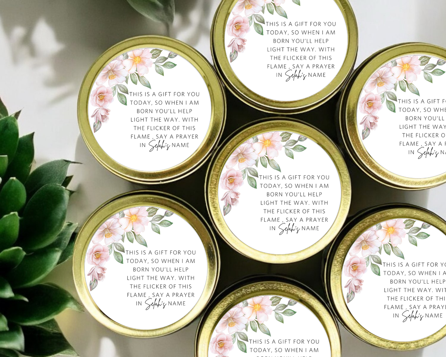 Pink Pastel Floral - Prayer Baby Shower Soy Wax Candle - Set of 1