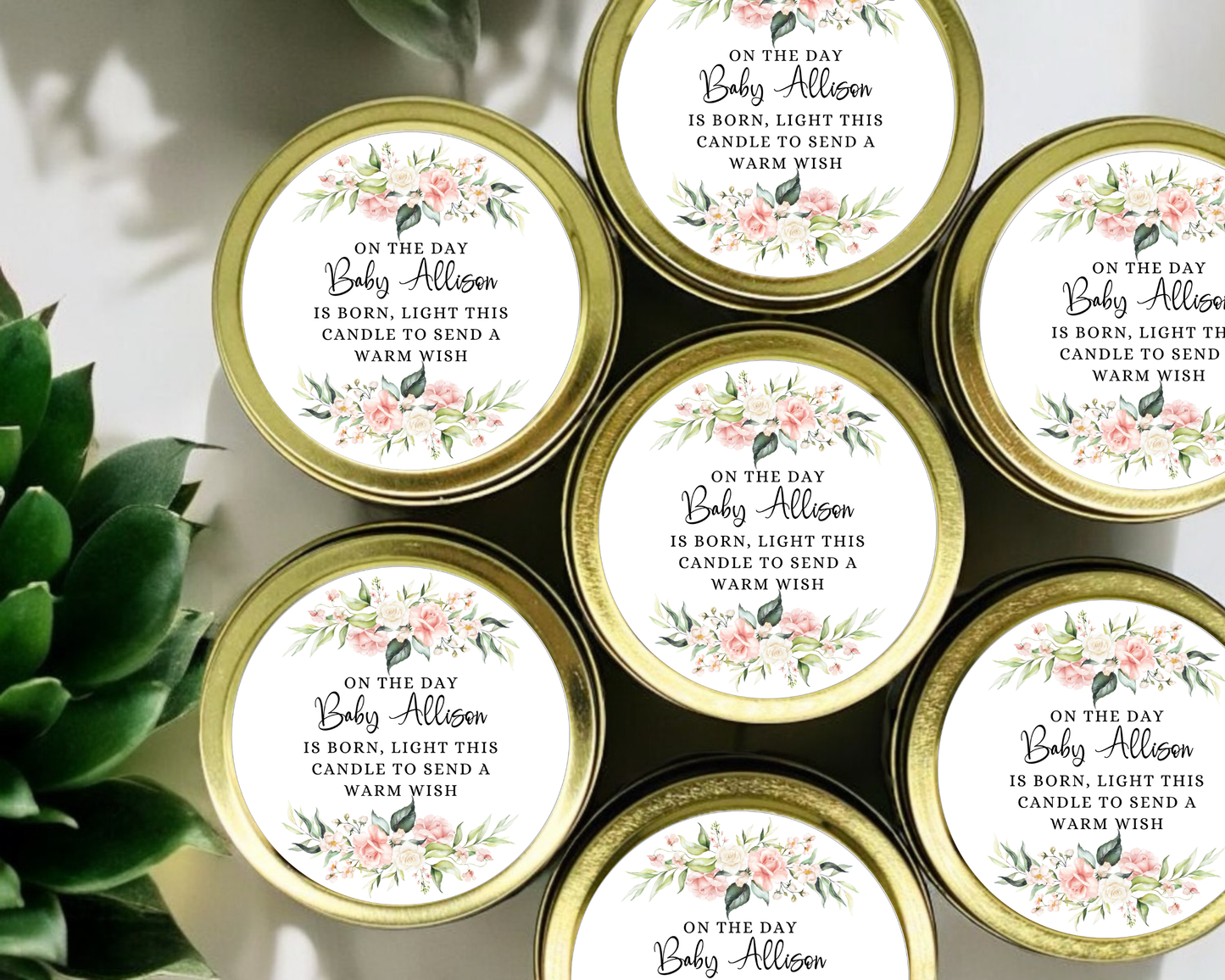 Floral - Prayer Baby Shower Soy Wax Candle - Set of 1