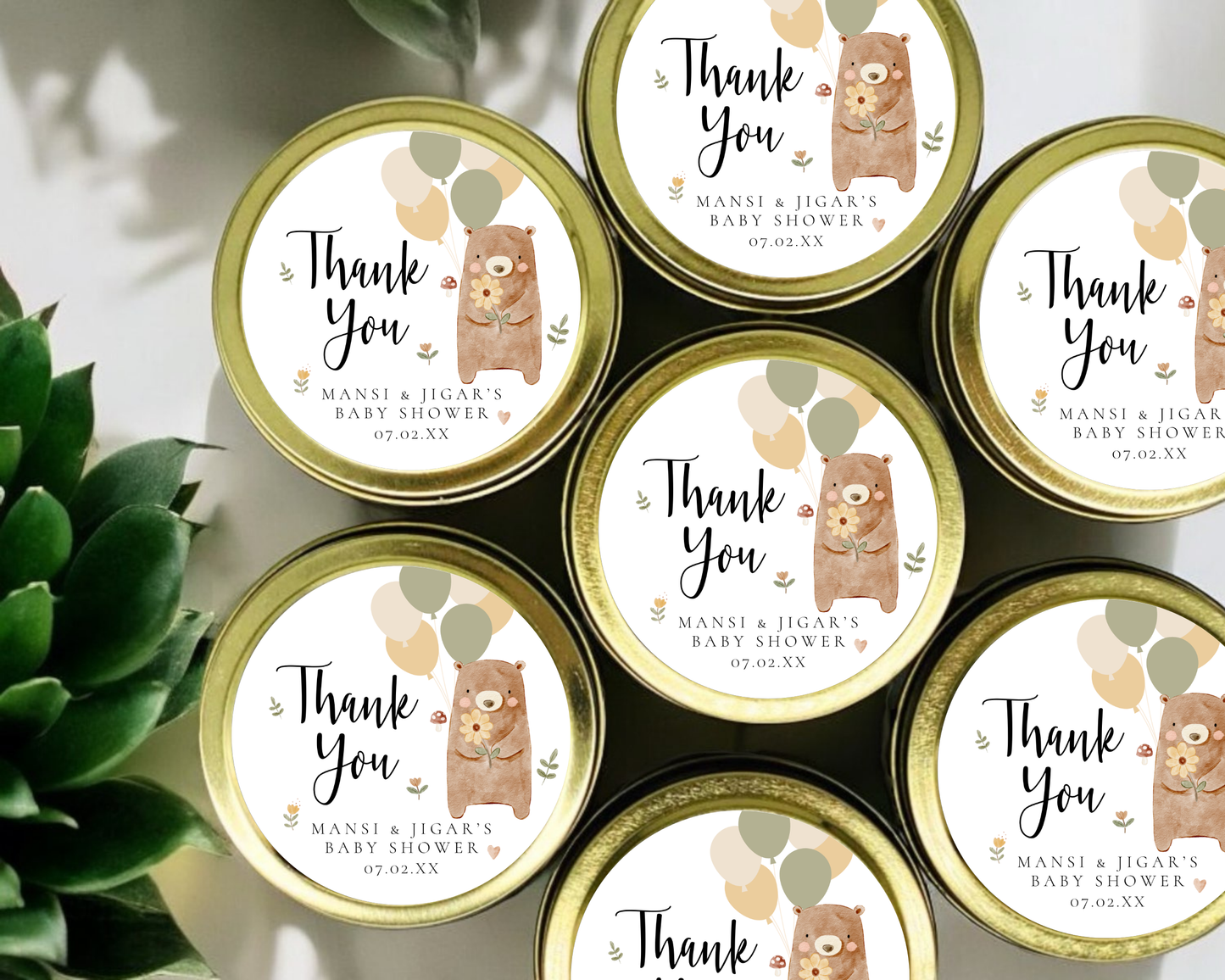 Boho Bear - Baby Shower Soy Wax Candle - Set of 1