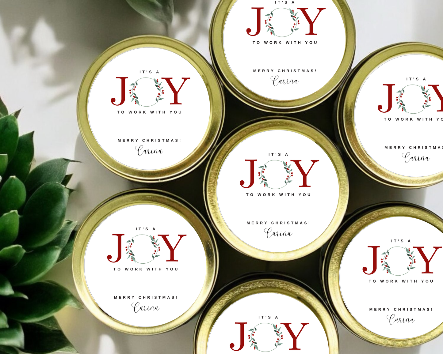 It's a Joy to Work With You - Holiday Christmas Soy Wax Candle - Set of 1