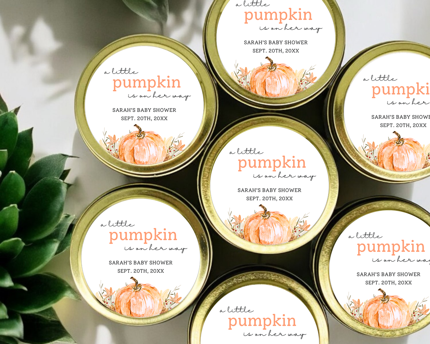 A Little Pumpkin is on the Way - Baby Shower Soy Wax Candle - Set of 1