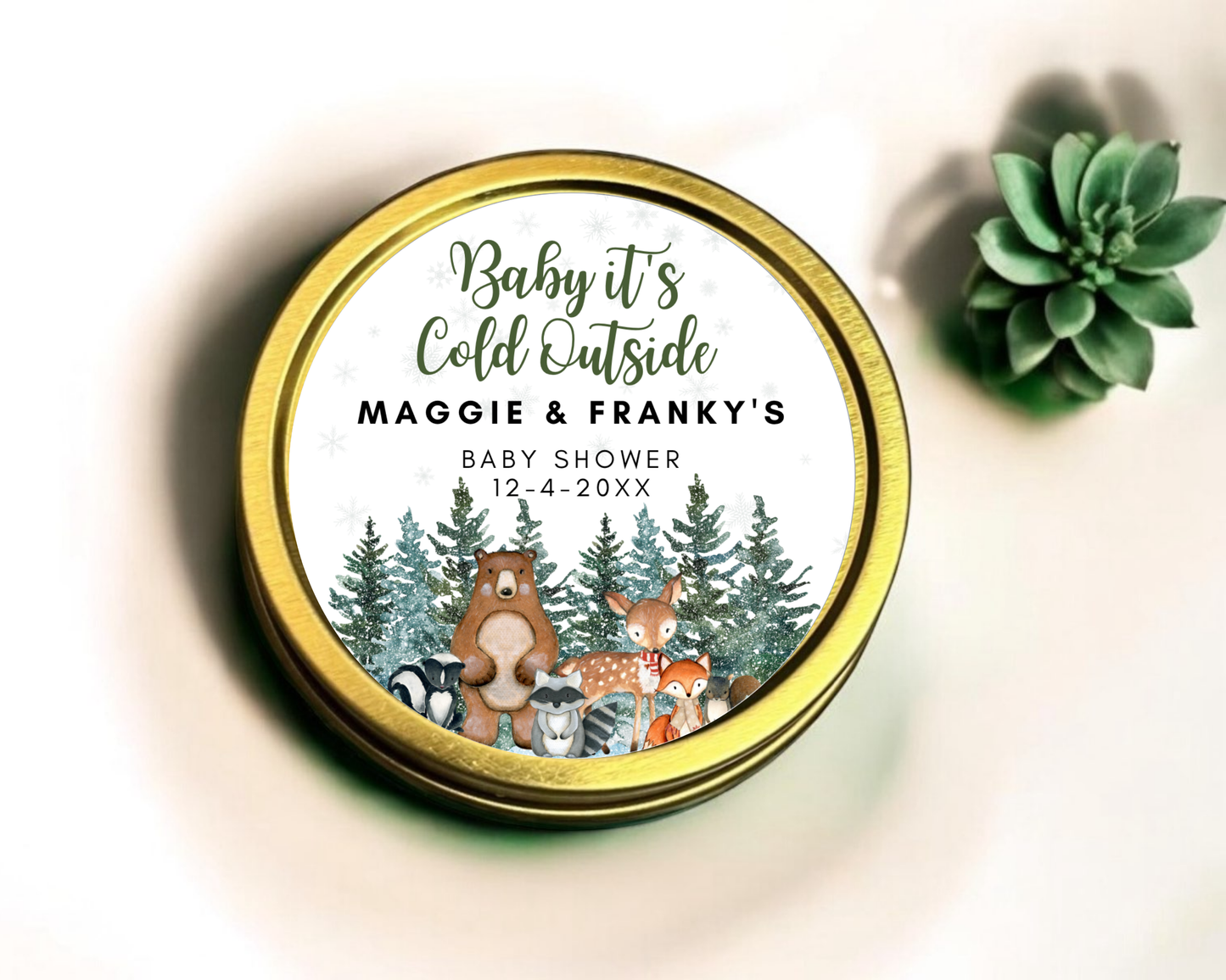 Winter Woodlands - Baby Shower Soy Wax Candle - Set of 1