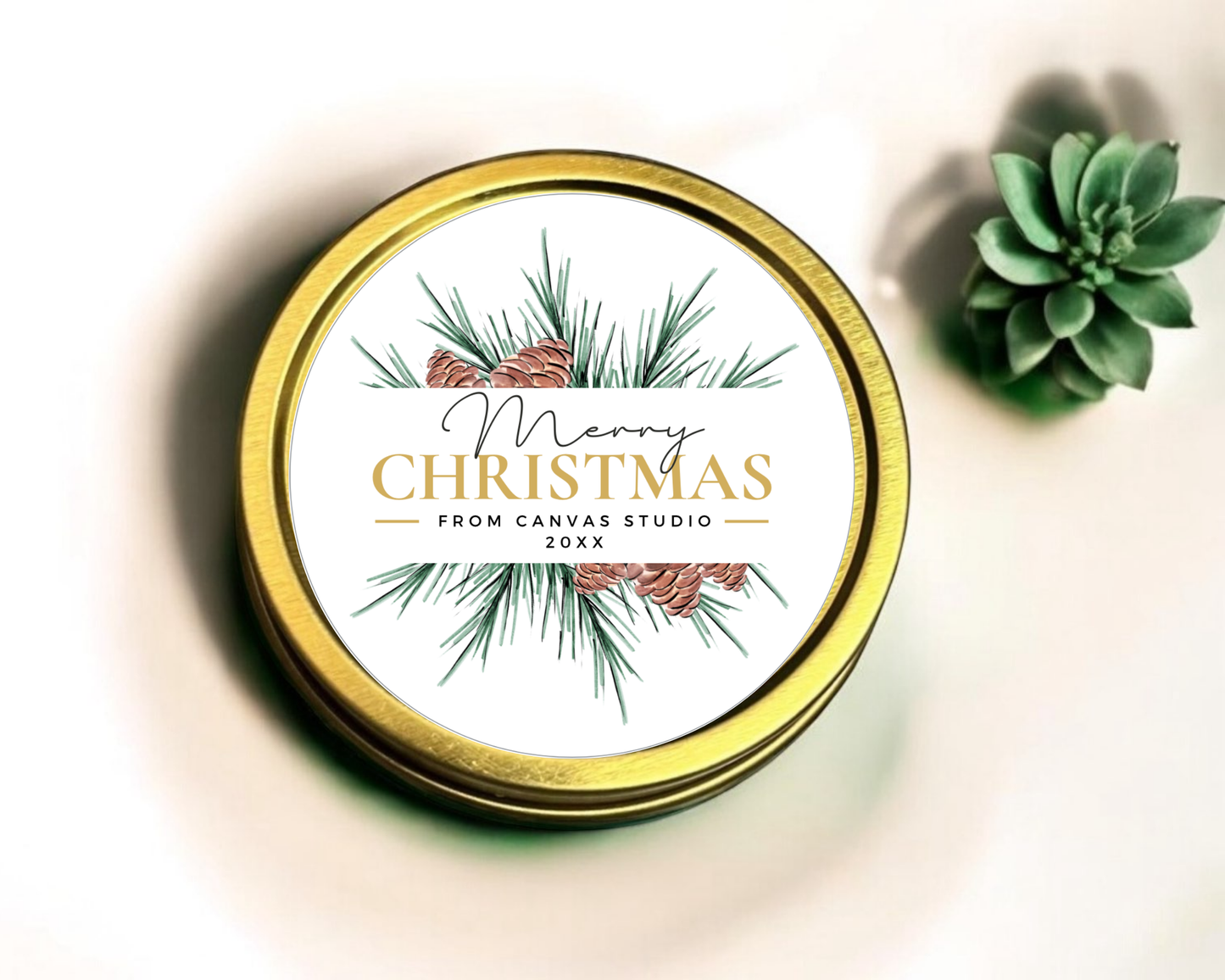 Greenery Christmas - Holiday Christmas Soy Wax Candle - Set of 1