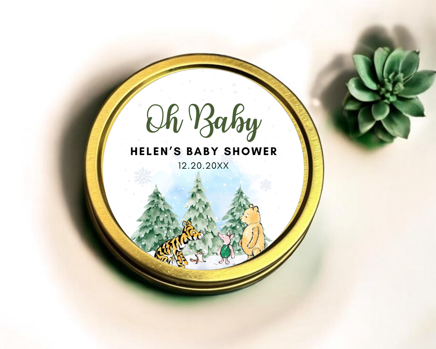 Winter Classic Winnie the Pooh - Baby Shower Soy Wax Candle - Set of 1