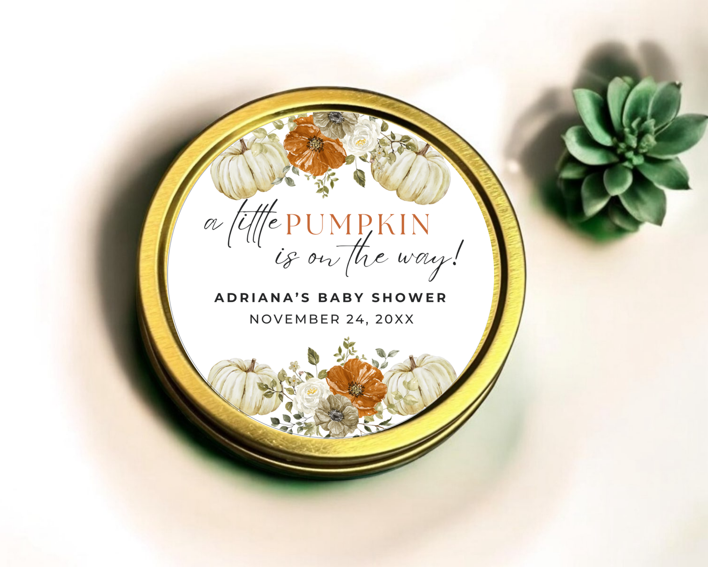 A Little Pumpkin is on the Way - Baby Shower Soy Wax Candle - Set of 1