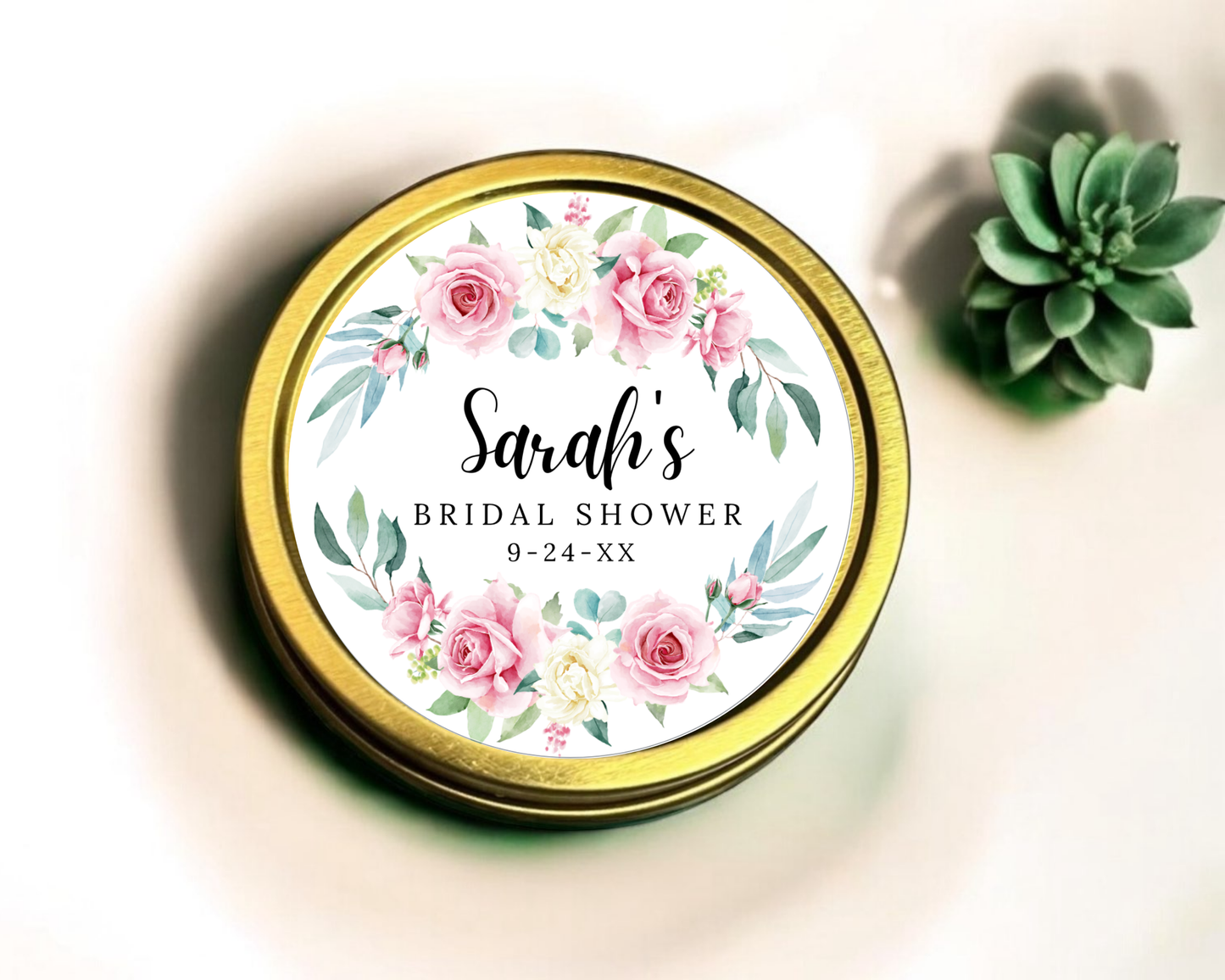 Pink Floral Bridal Shower - Wedding Soy Wax Candle - Set of 1