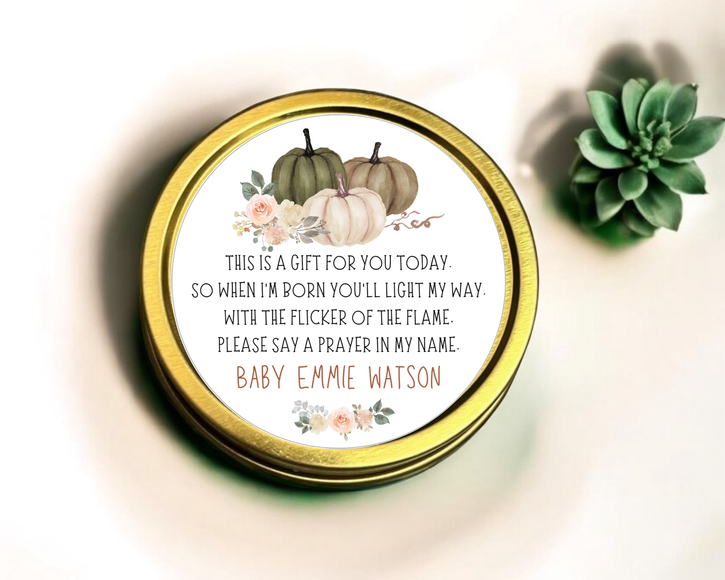 Fall Pumpkin - Prayer Baby Shower Soy Wax Candle - Set of 1