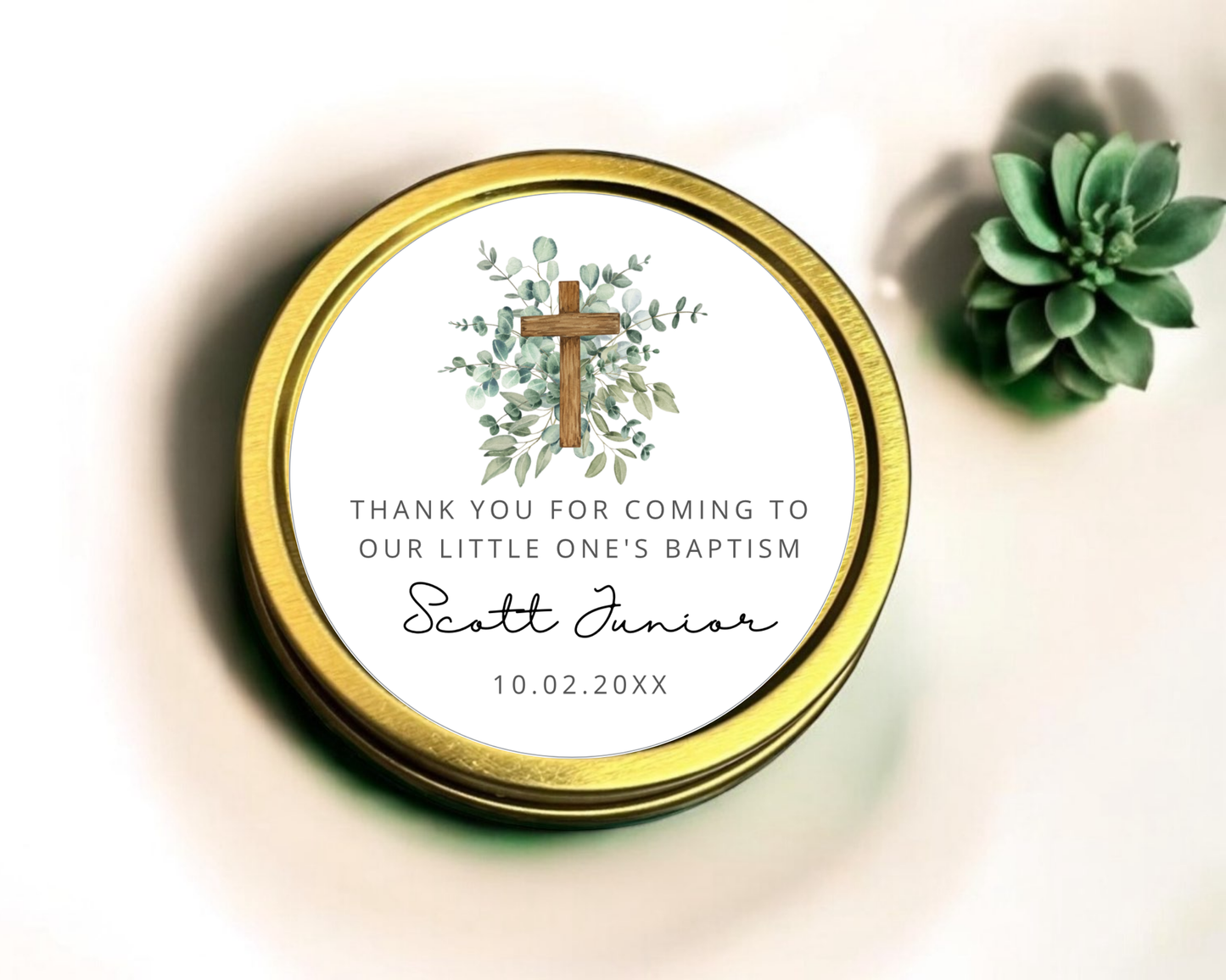 Greenery Boy Baptism - Soy Wax Candle - Set of 1