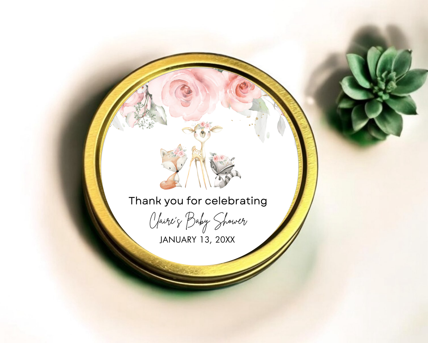 Boho Woodland Deer - Baby Shower Soy Wax Candle - Set of 1