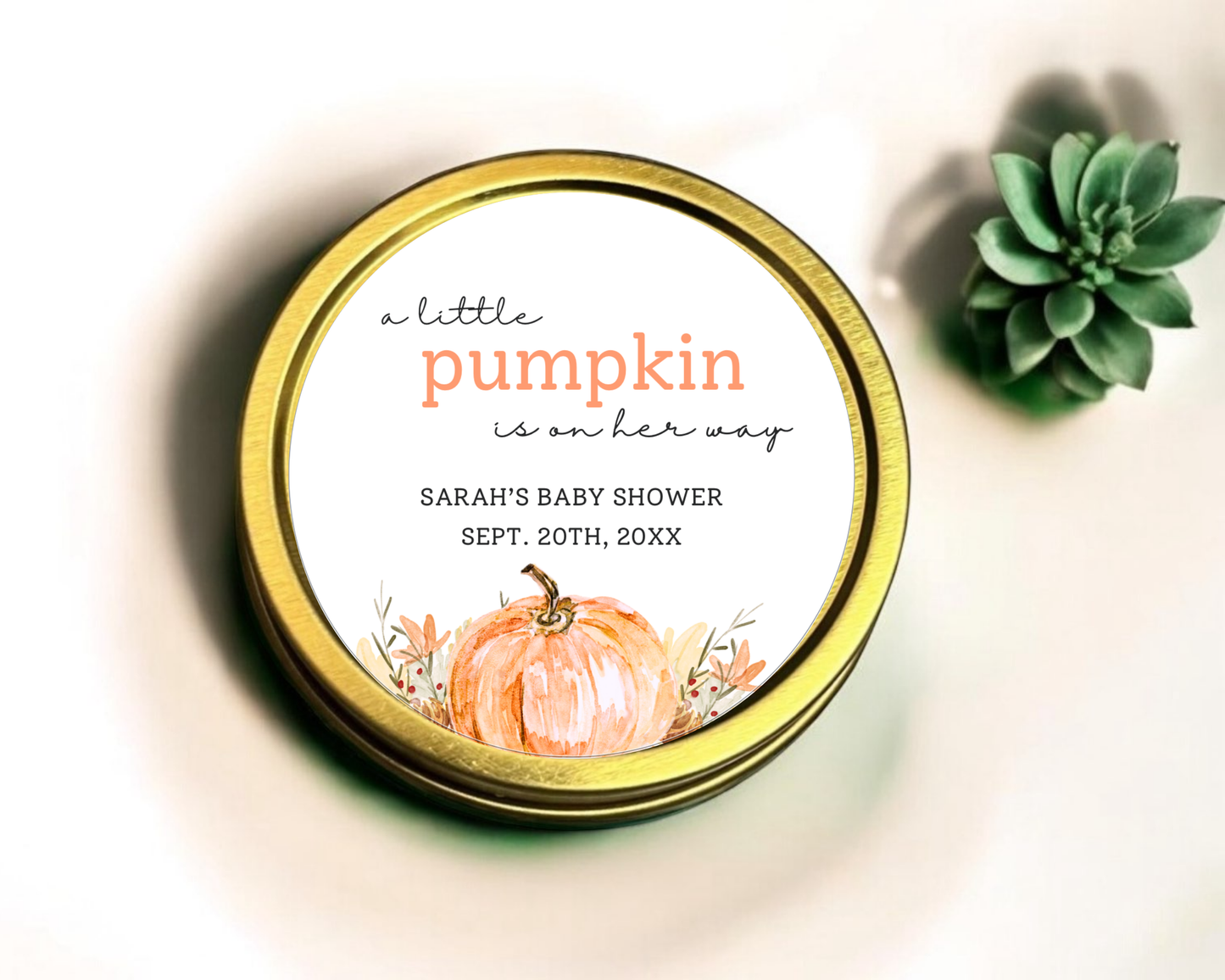 A Little Pumpkin is on the Way - Baby Shower Soy Wax Candle - Set of 1