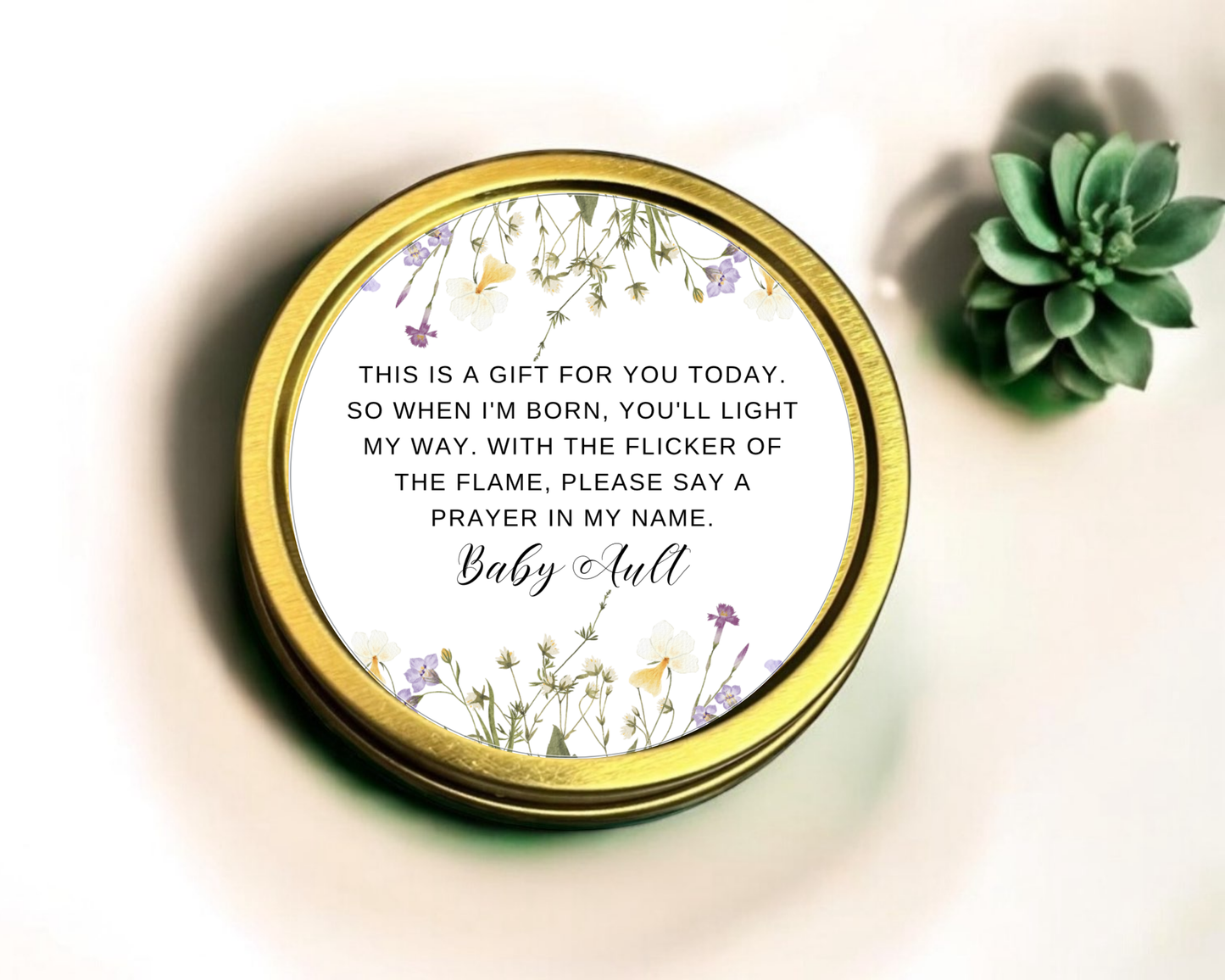Wildflowers - Prayer Baby Shower Soy Wax Candle - Set of 1