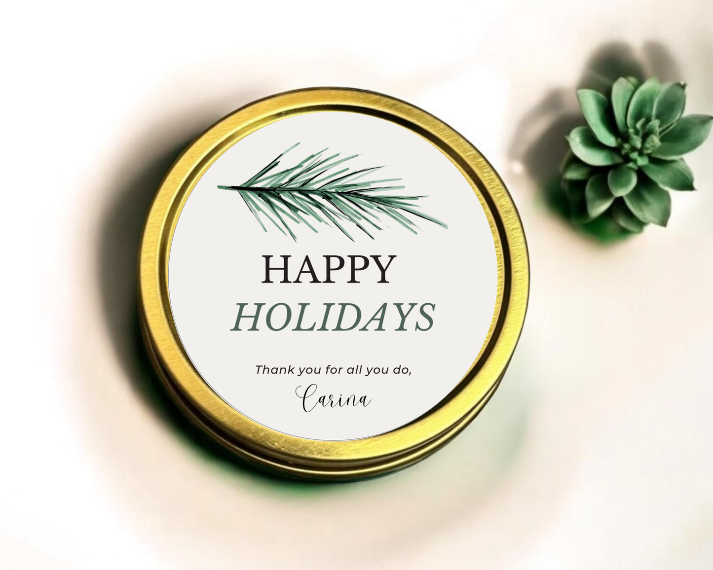 Greenery Happy Holidays - Holiday Christmas Soy Wax Candle - Set of 1