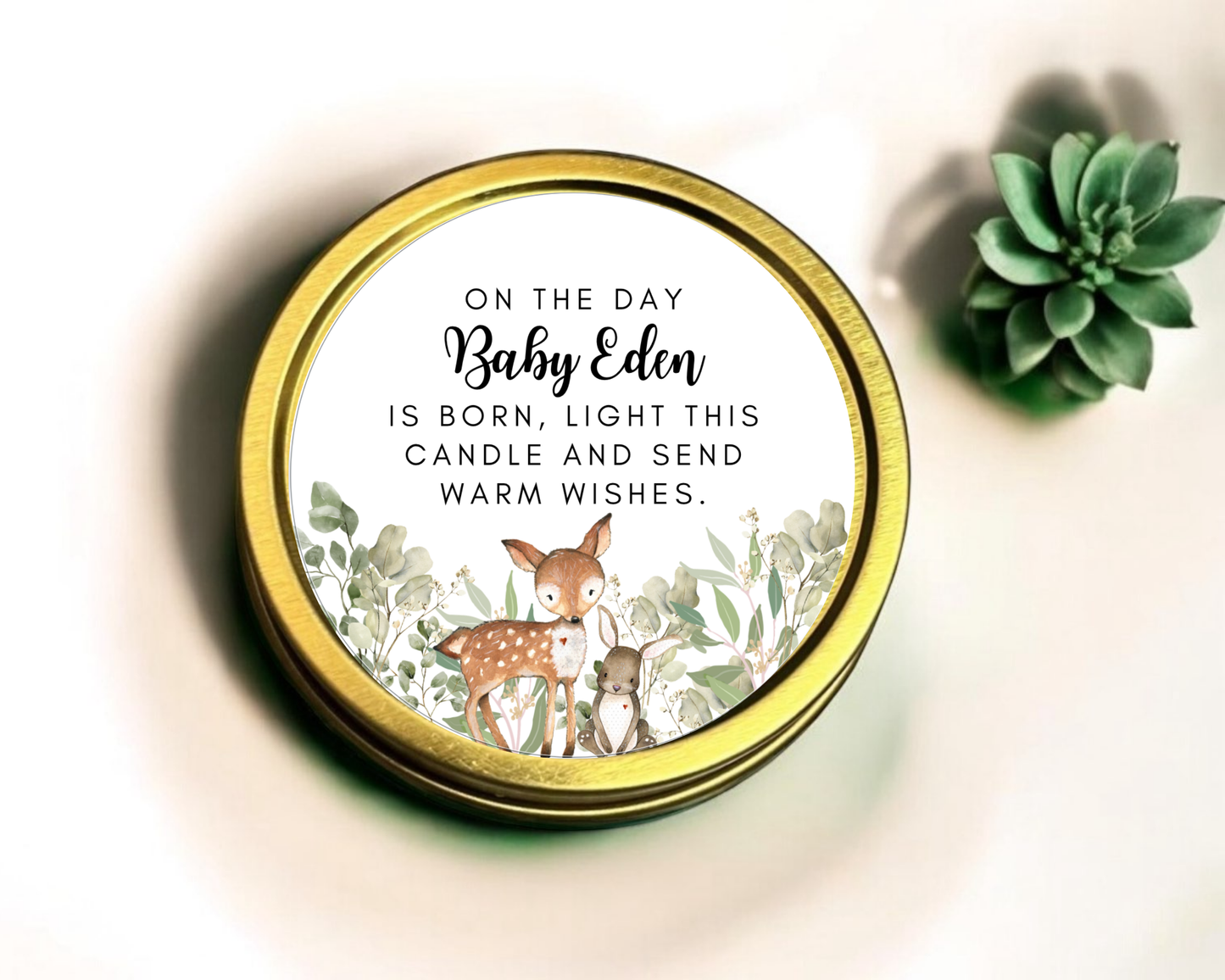 Woodland Fawn - Prayer Baby Shower Soy Wax Candle - Set of 1