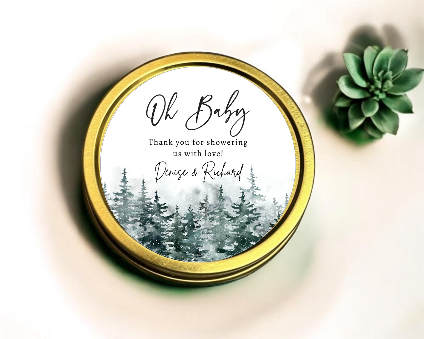 Winter Greenery - Baby Shower Soy Wax Candle - Set of 1