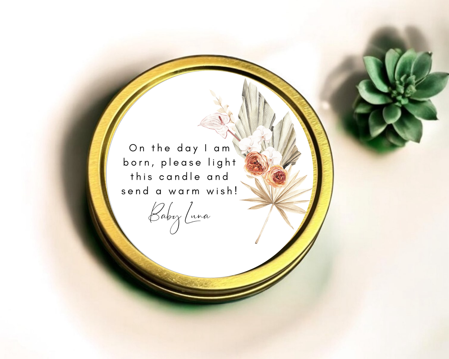 Boho Floral - Prayer Baby Shower Soy Wax Candle - Set of 1