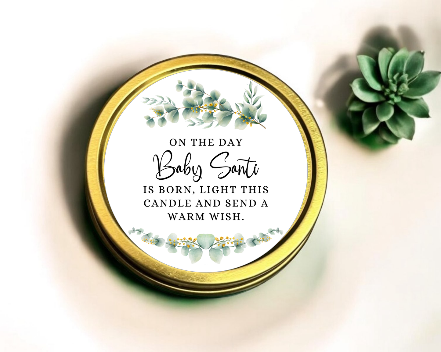 Greenery - Prayer Baby Shower Soy Wax Candle - Set of 1