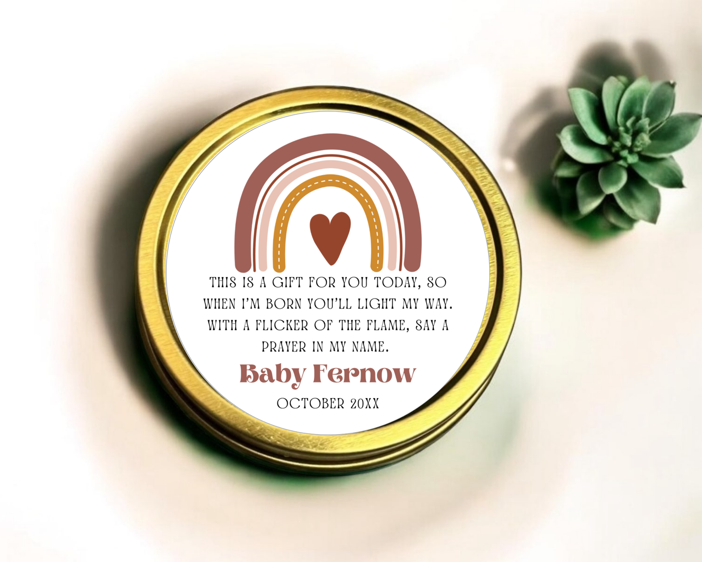 Boho Rainbow - Prayer Baby Shower Soy Wax Candle - Set of 1